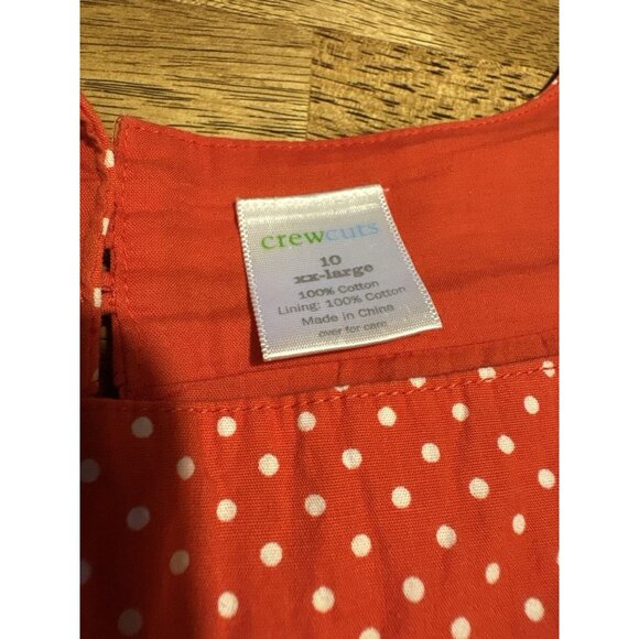 CREWCUTS Square Neck Polka Dot Long Sleeve Red Shirt Top Preppy Classic Size 10 - Picture 3 of 6